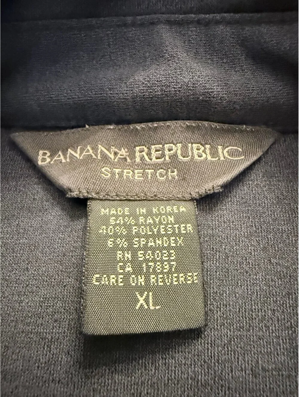 Banana Republic Stretch Men’s XL Performance Button Front Polo Shirt Navy Blue